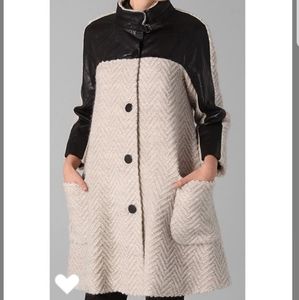Rebecca Minkoff Eniko Leather Trim Boucle Coat